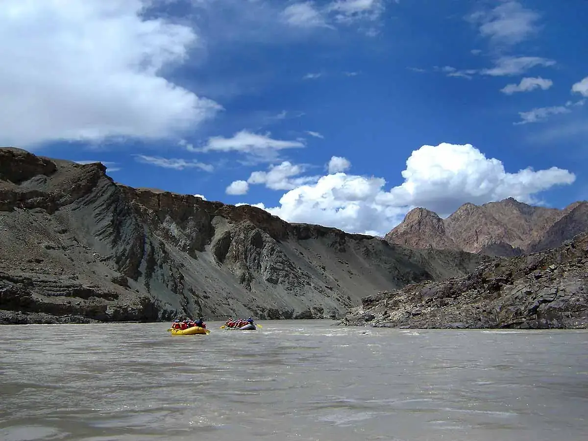Rafts on the Zanskar river in Ladakh