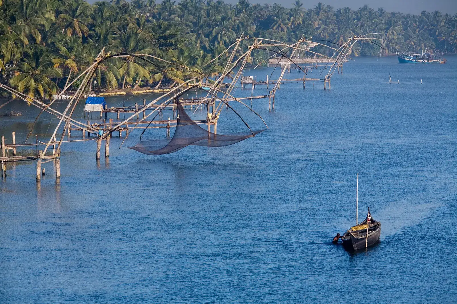 Chinese fishing nets in the water at Fort Kochi, Kerala