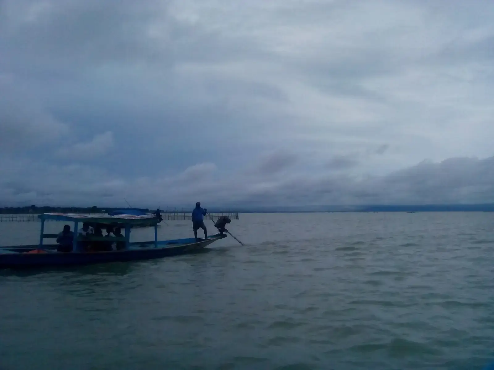A dolphin-watching boat on Chilika Lake, Odisha