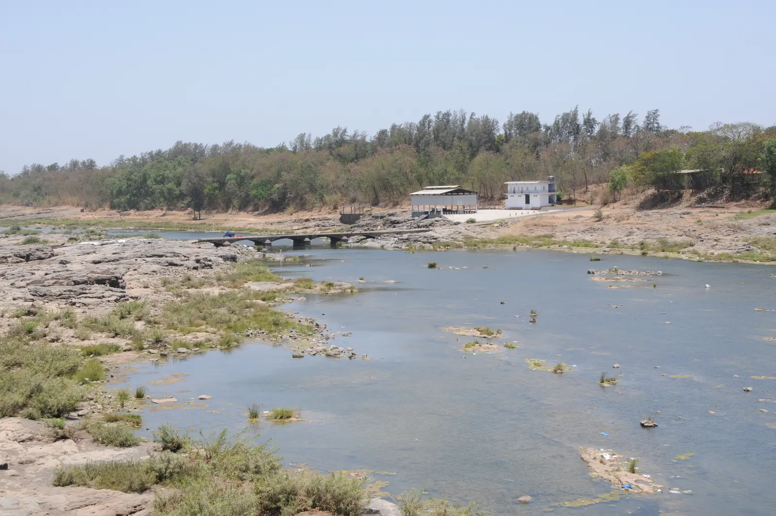 The Damanganga river and forested, rocky landscape near Silvassa, Dadra & Nagar Haveli