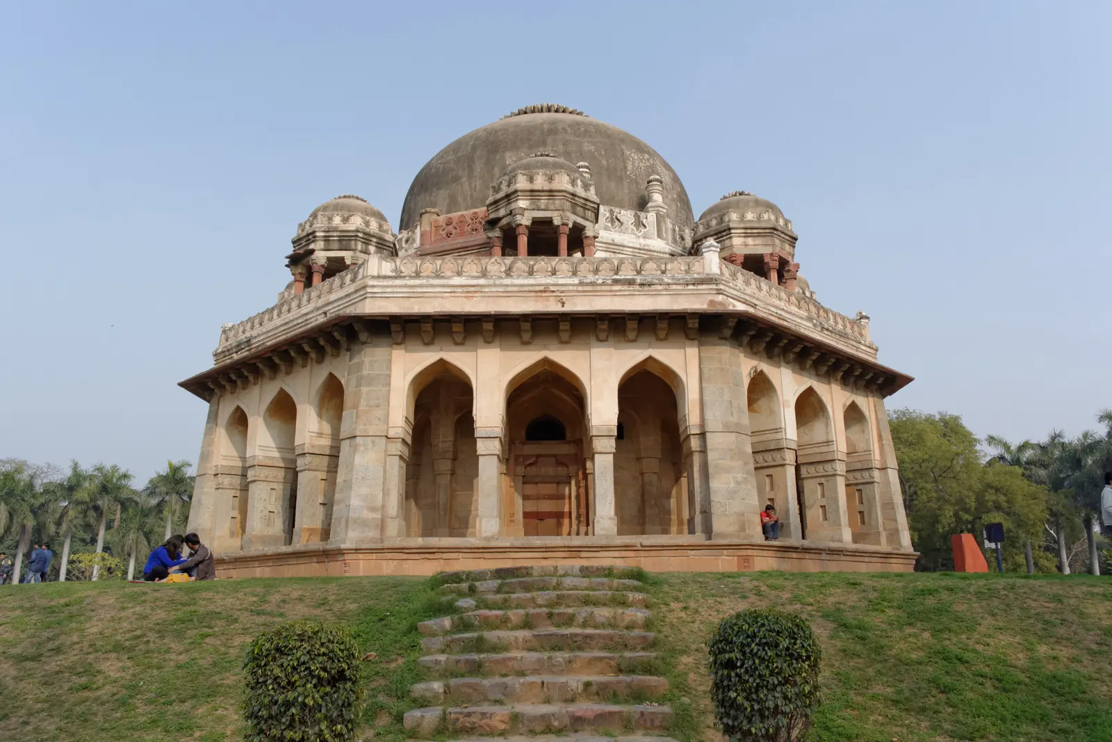 The domed 15th-century Tomb of Sikandar Lodi set among the lawns of Lodhi Garden, South Delhi