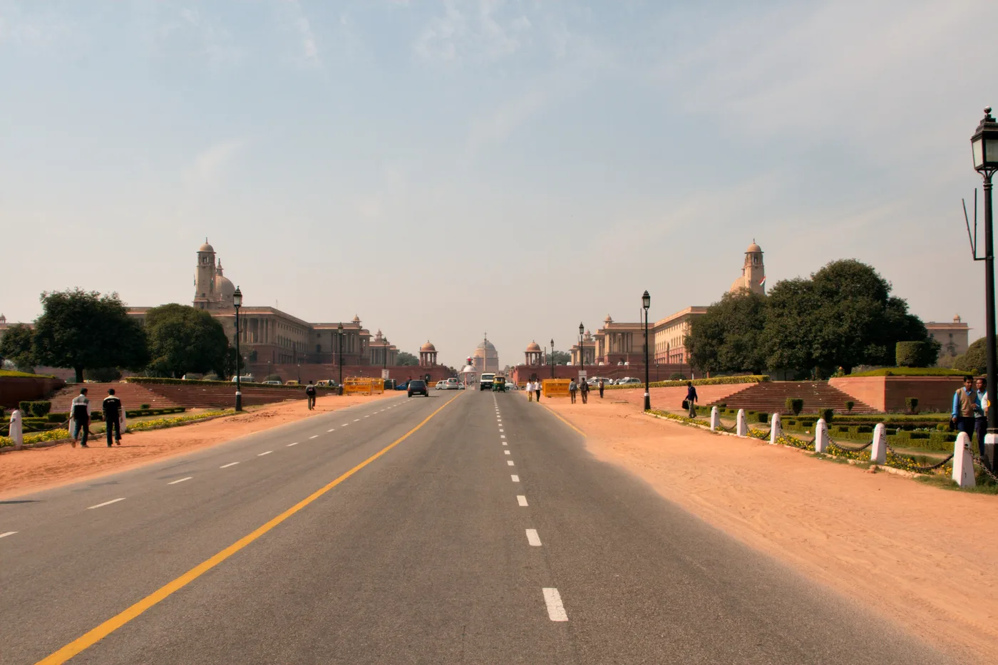 The wide ceremonial boulevard of Kartavya Path (formerly Rajpath) leading toward Rashtrapati Bhavan, New Delhi