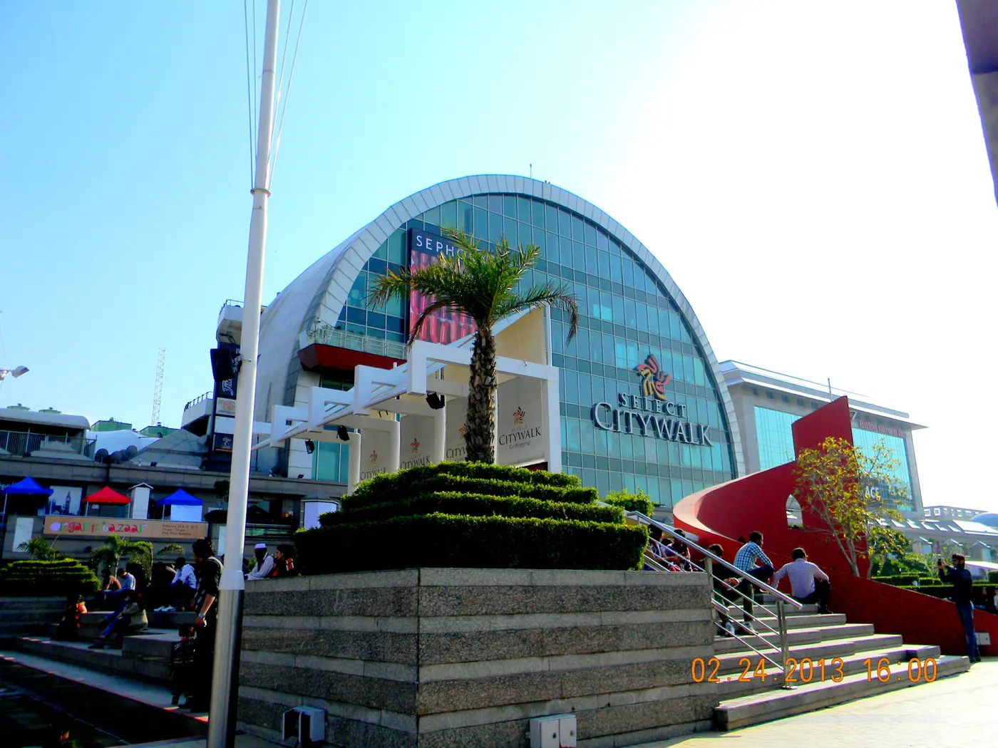 The glass-domed exterior of Select Citywalk mall in Saket, South Delhi