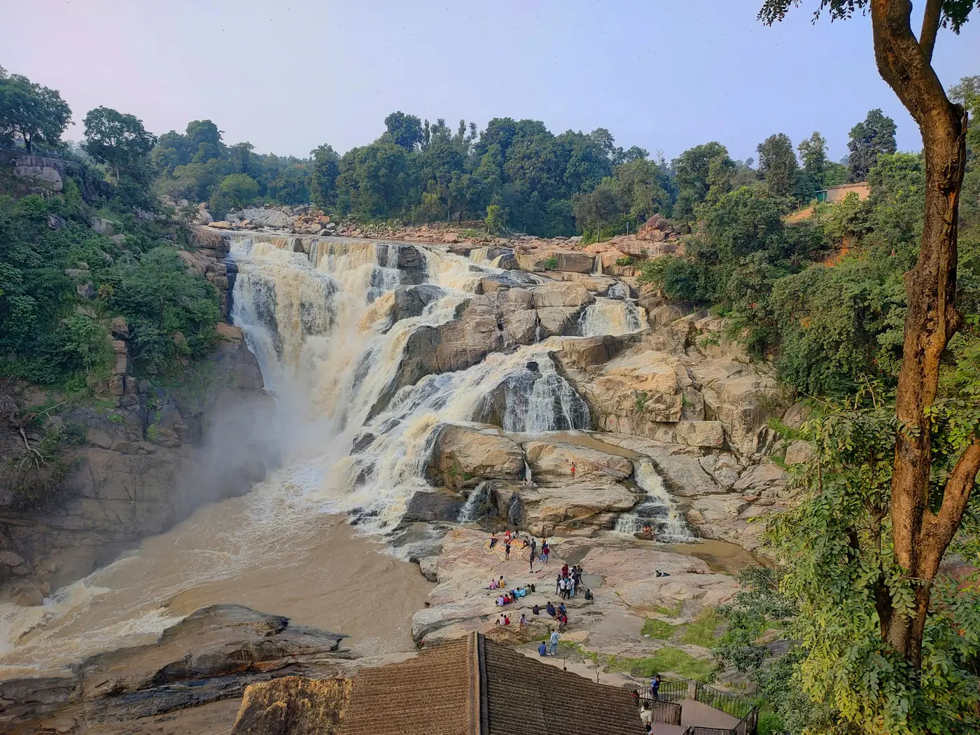 Dassam Falls cascading over a wide rocky ledge near Ranchi, Jharkhand