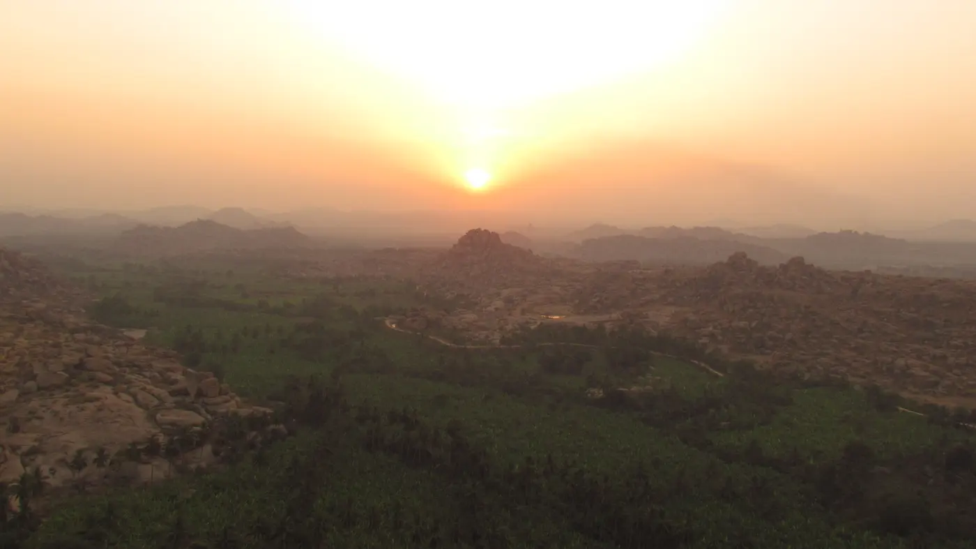Sunrise over Hampi from Matanga hill