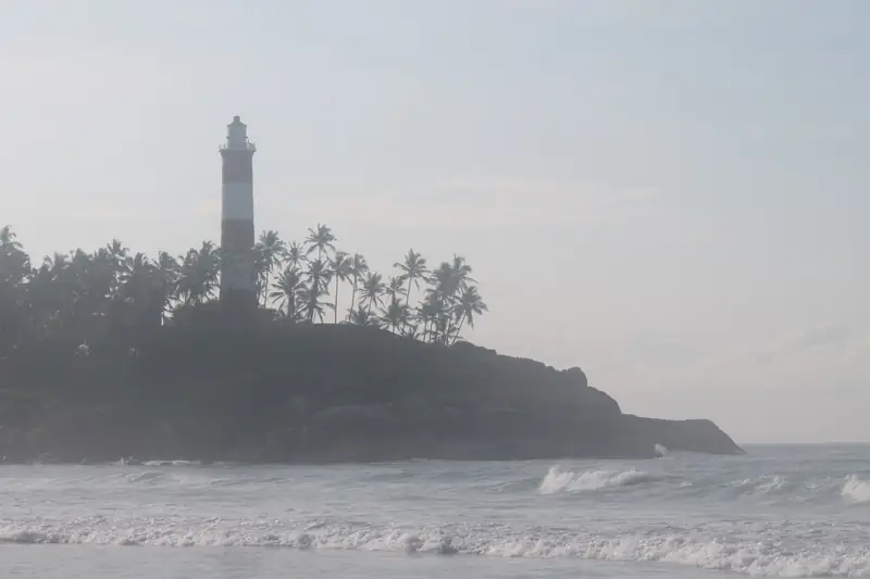Vizhinjam lighthouse above Kovalam's beaches