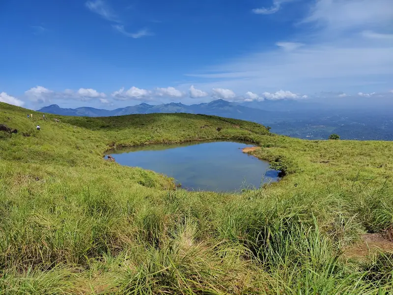 Heart-shaped lake on the slopes of Chembra Peak