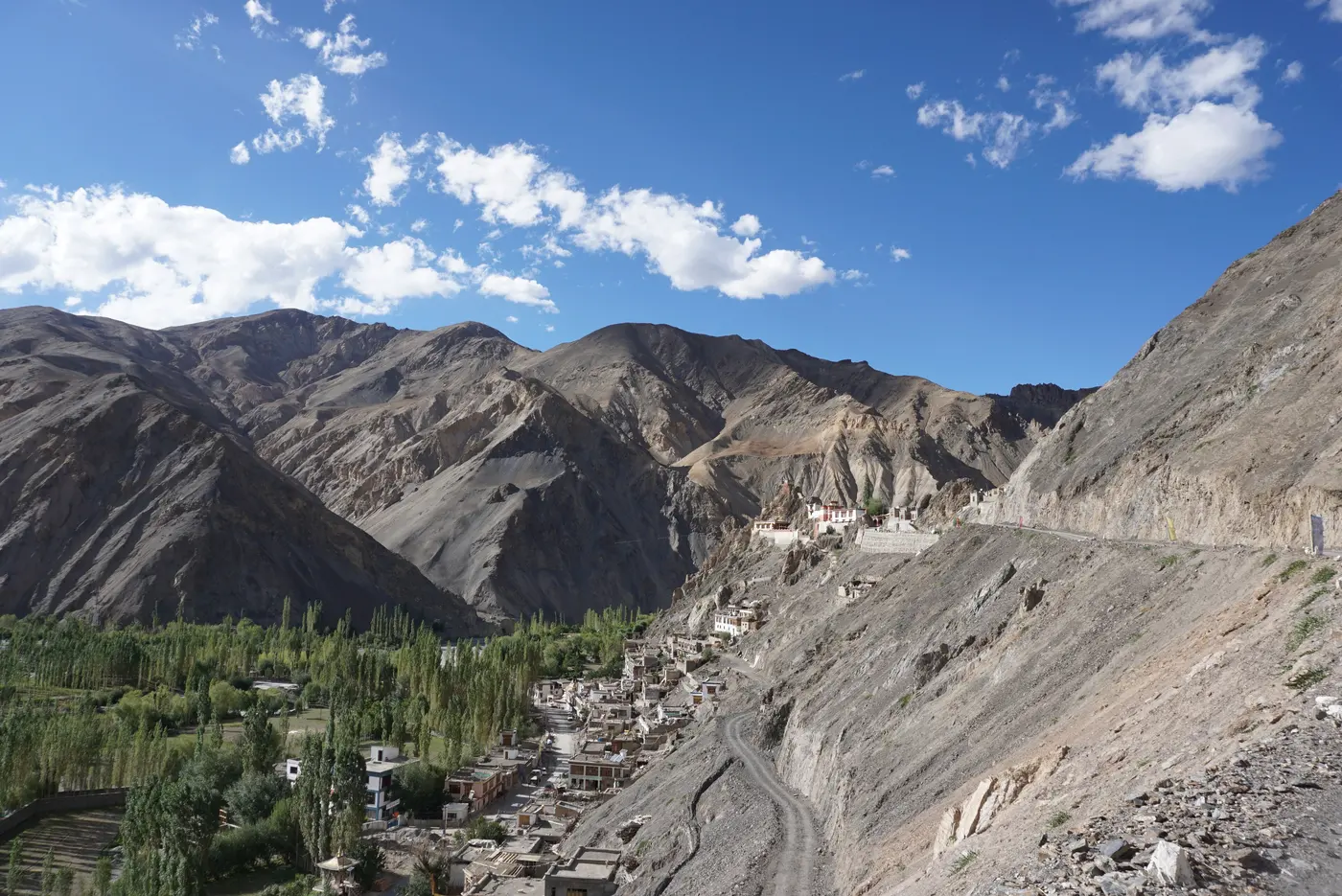 Wanla Gompa's three-storey Avalokiteshvara temple perched on a rocky ridge above Wanla village