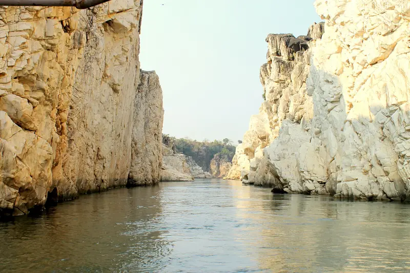 The marble cliffs of Bhedaghat on the Narmada