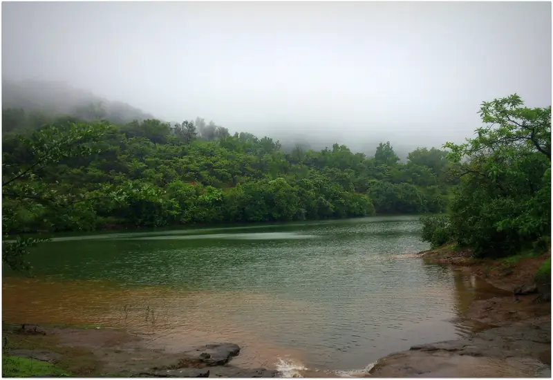 Water flowing over the steps of Bhushi Dam, Lonavala