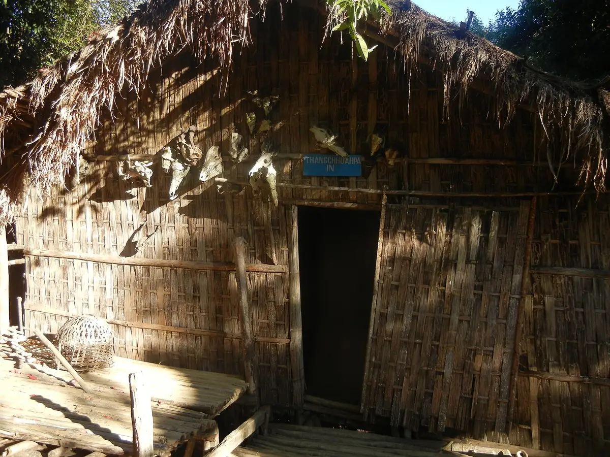 Traditional Mizo houses at Reiek Heritage Village