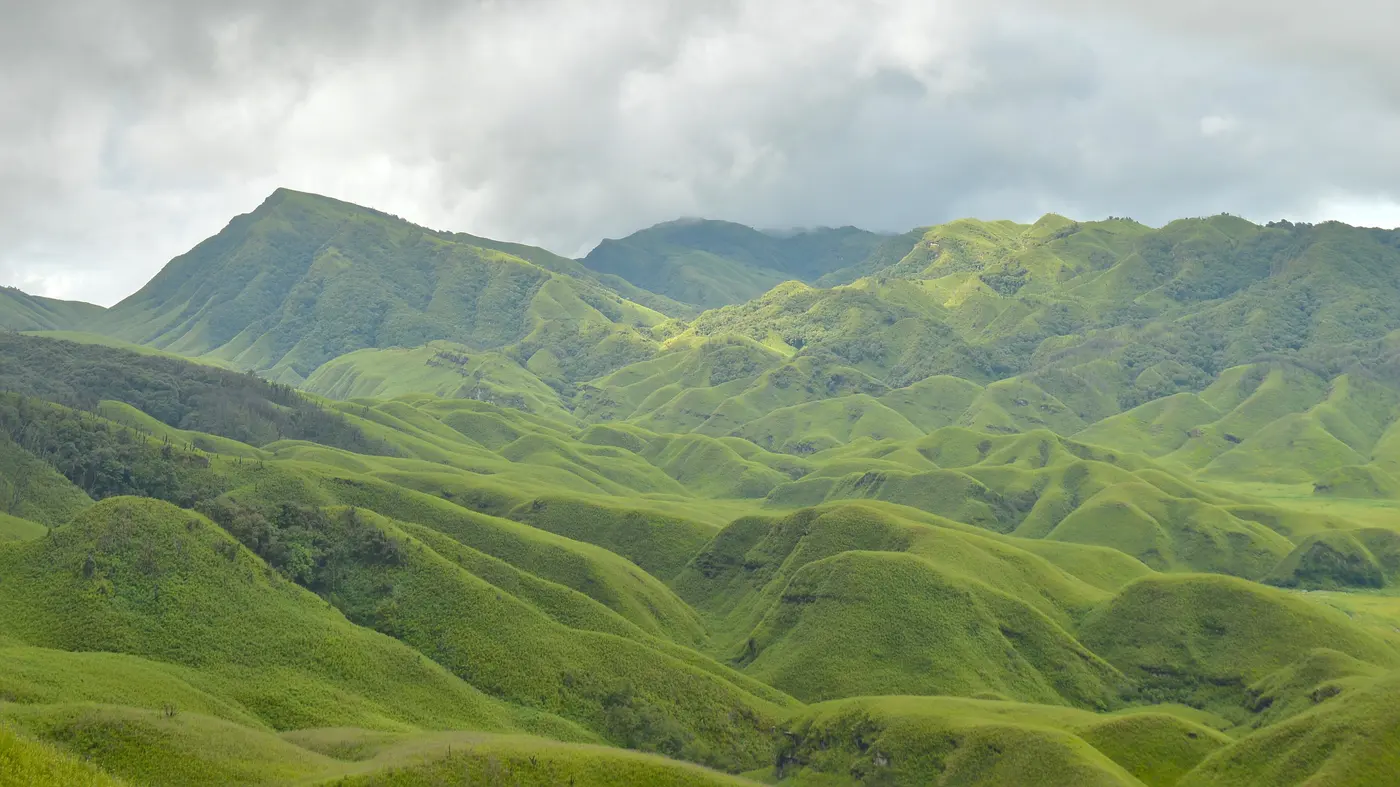 The rolling green hills of the Dzukou Valley