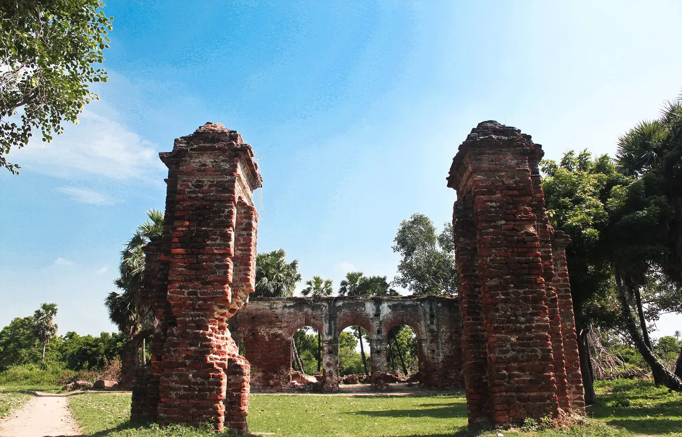 Excavated brick ruins of the ancient Indo-Roman trading port at Arikamedu