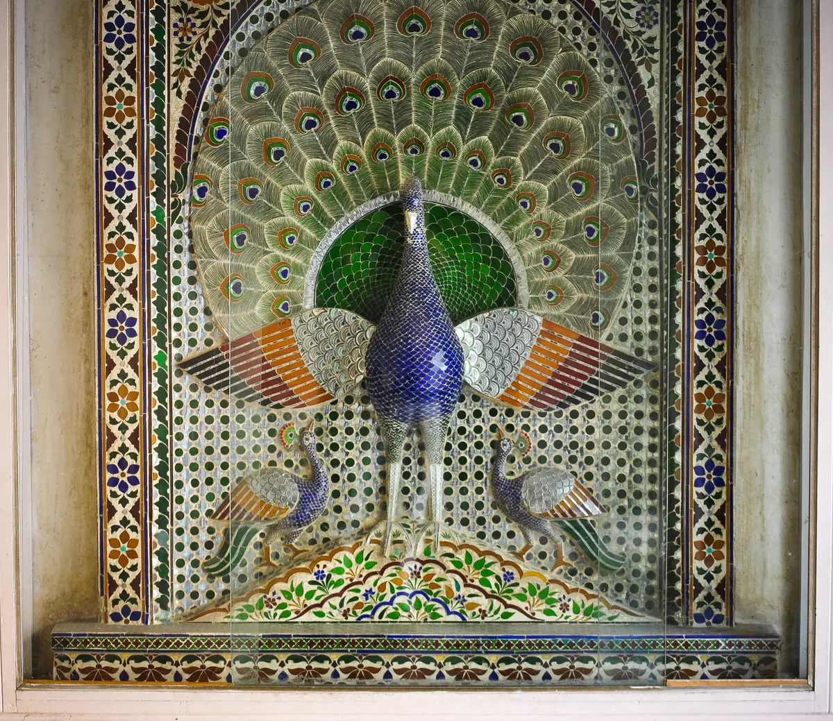 Glass mosaic peacocks in Mor Chowk, City Palace, Udaipur