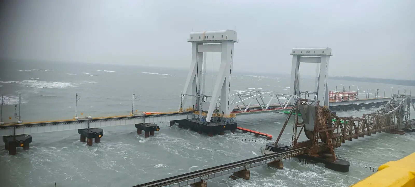Pamban rail bridge across the sea