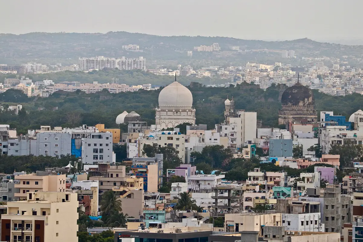 Domed Qutb Shahi tombs near Golconda