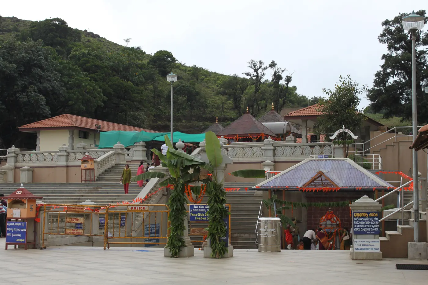 Talakaveri temple complex marking the sacred source of the Kaveri River