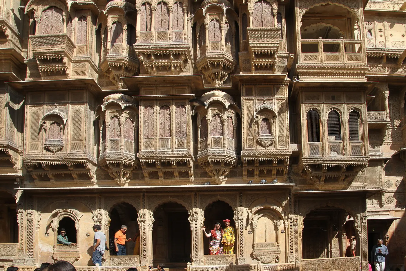 Carved sandstone facade of Patwon ki Haveli, Jaisalmer