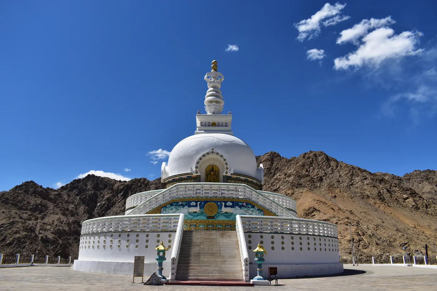 White Shanti Stupa on a hill above Leh