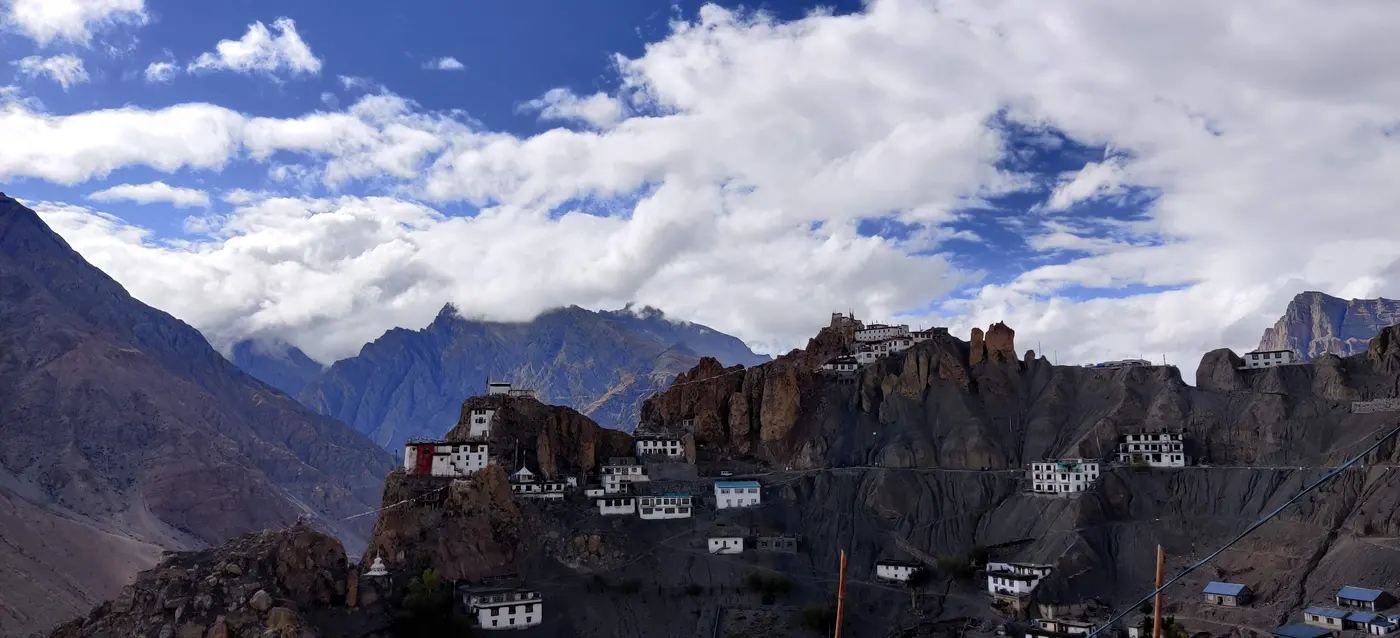 Dhankar Monastery perched on a cliff above the Spiti and Pin rivers