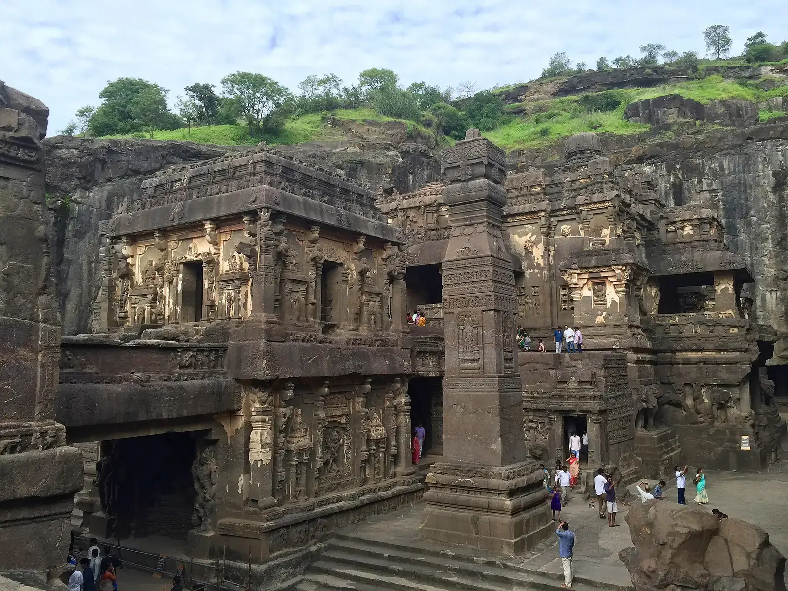 The Kailasa temple (Cave 16) at Ellora, carved from the hillside