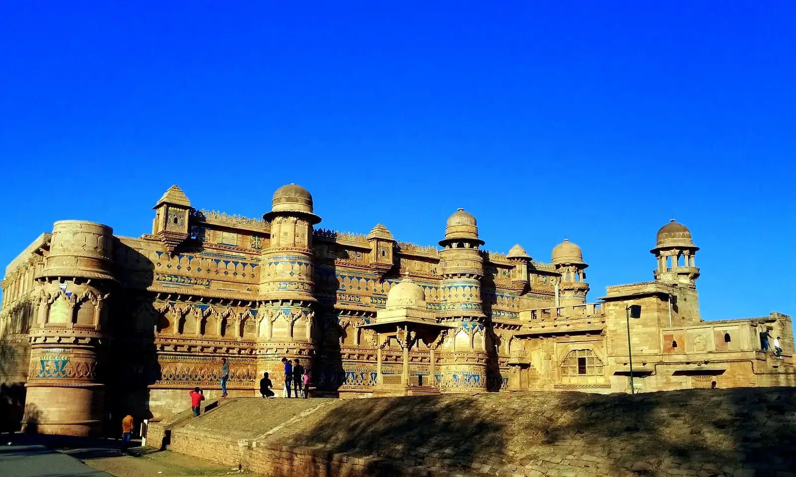The Man Singh palace on the walls of Gwalior Fort