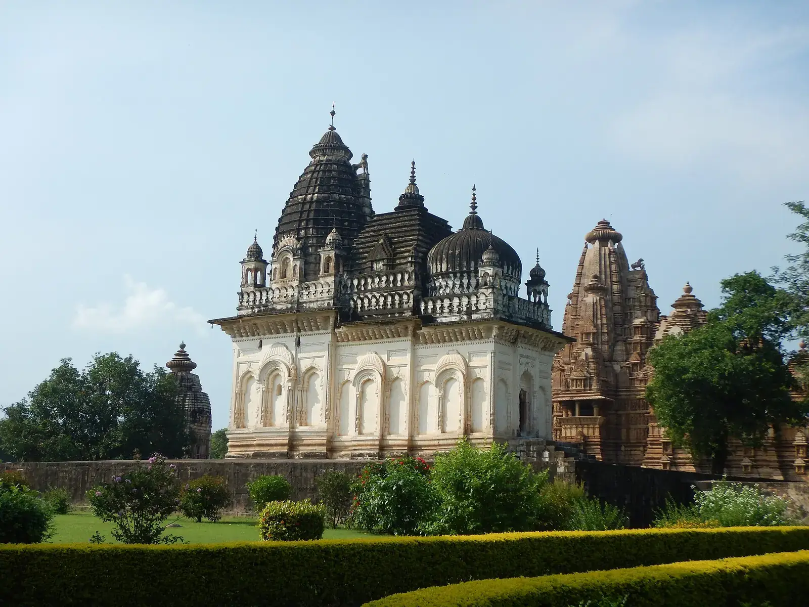Temples of the Western Group at Khajuraho, seen across the gardens