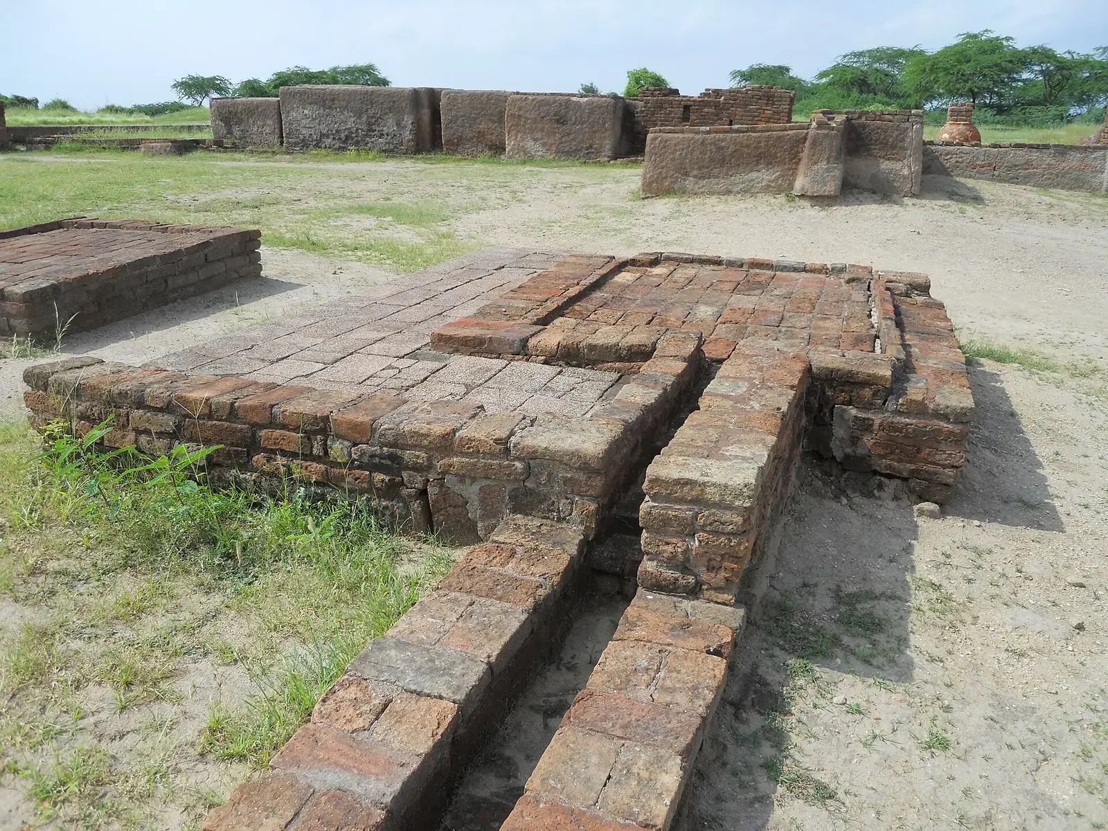 Excavated brick foundations at the Harappan site of Lothal, Gujarat