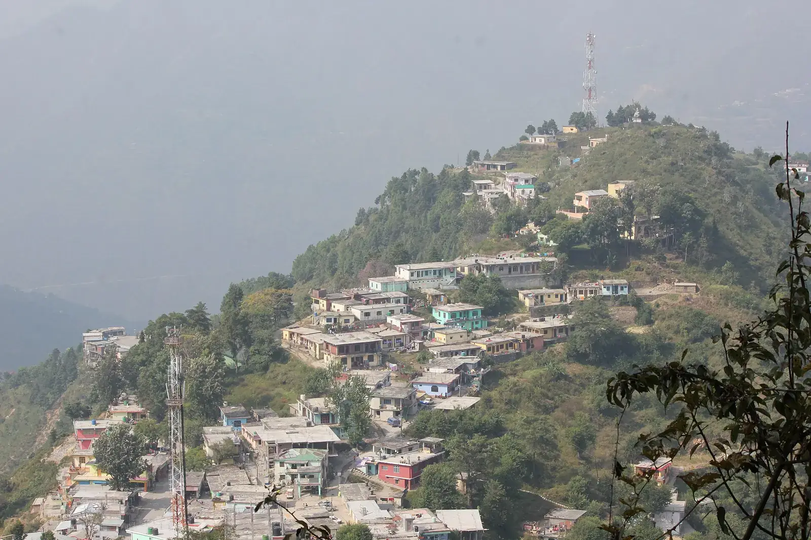 Mussoorie on its ridge in the Garhwal hills, Uttarakhand