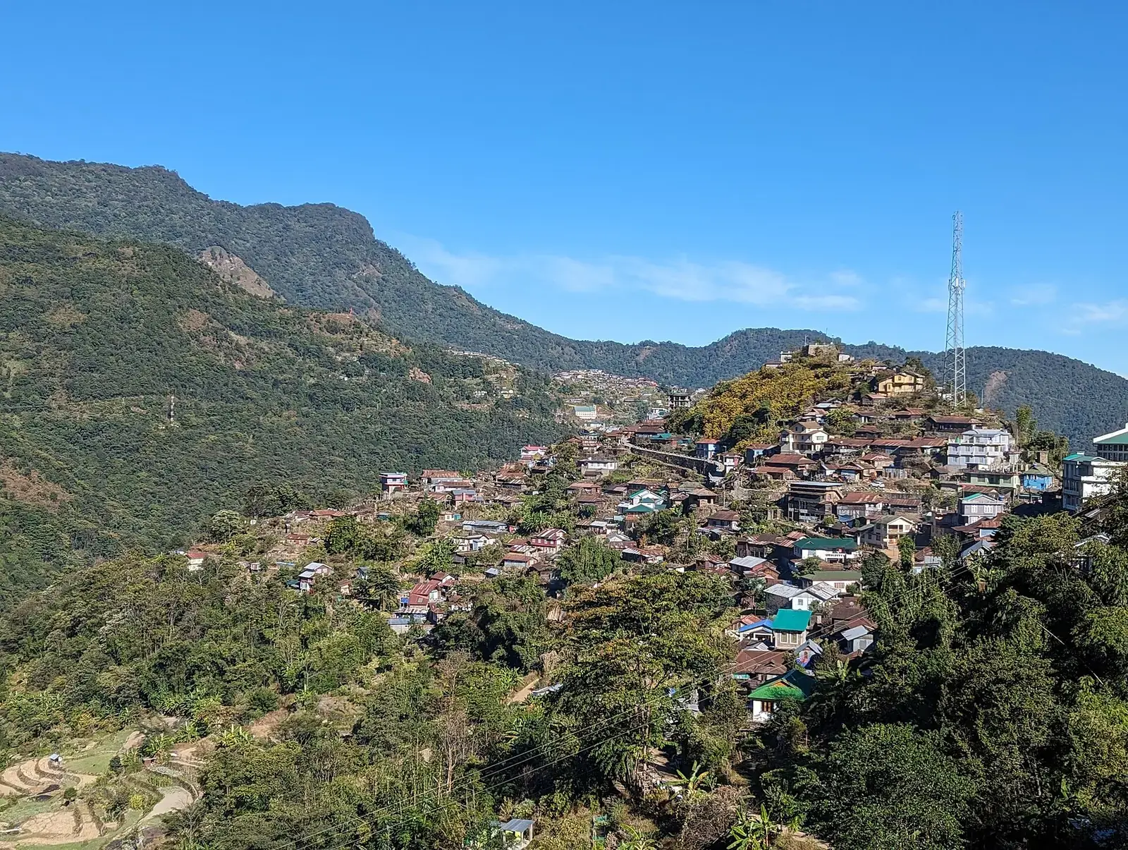 Khonoma village on its ridge, Nagaland