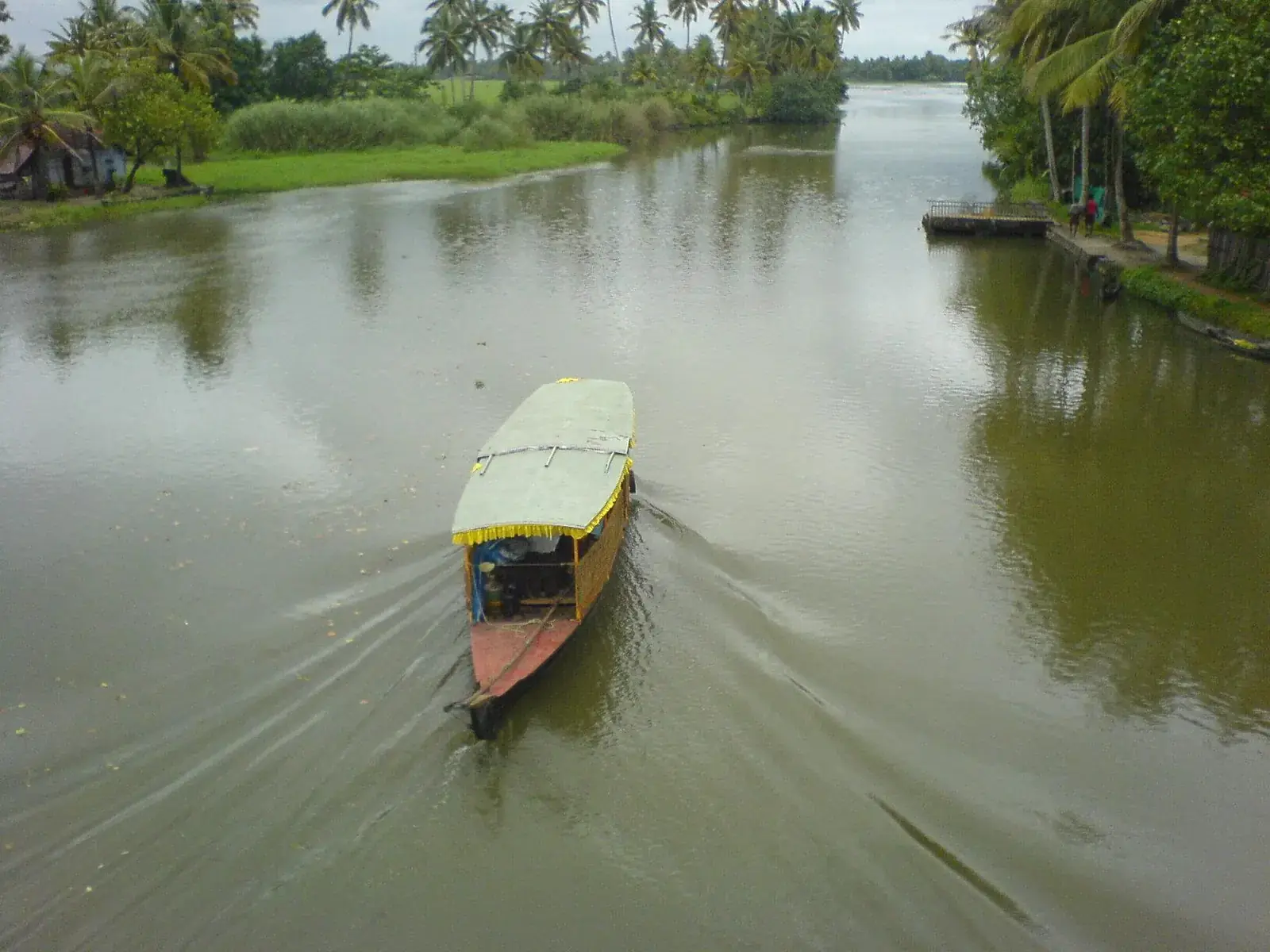 A boat on the backwaters at Kumarakom, Kerala
