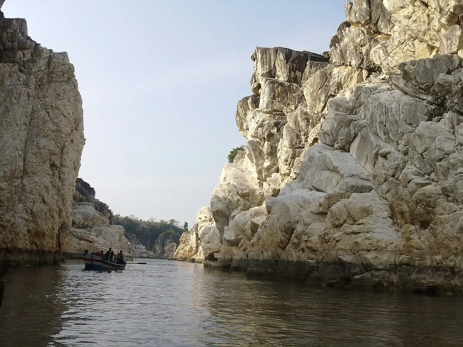 The marble rocks of the Narmada gorge at Bhedaghat near Jabalpur