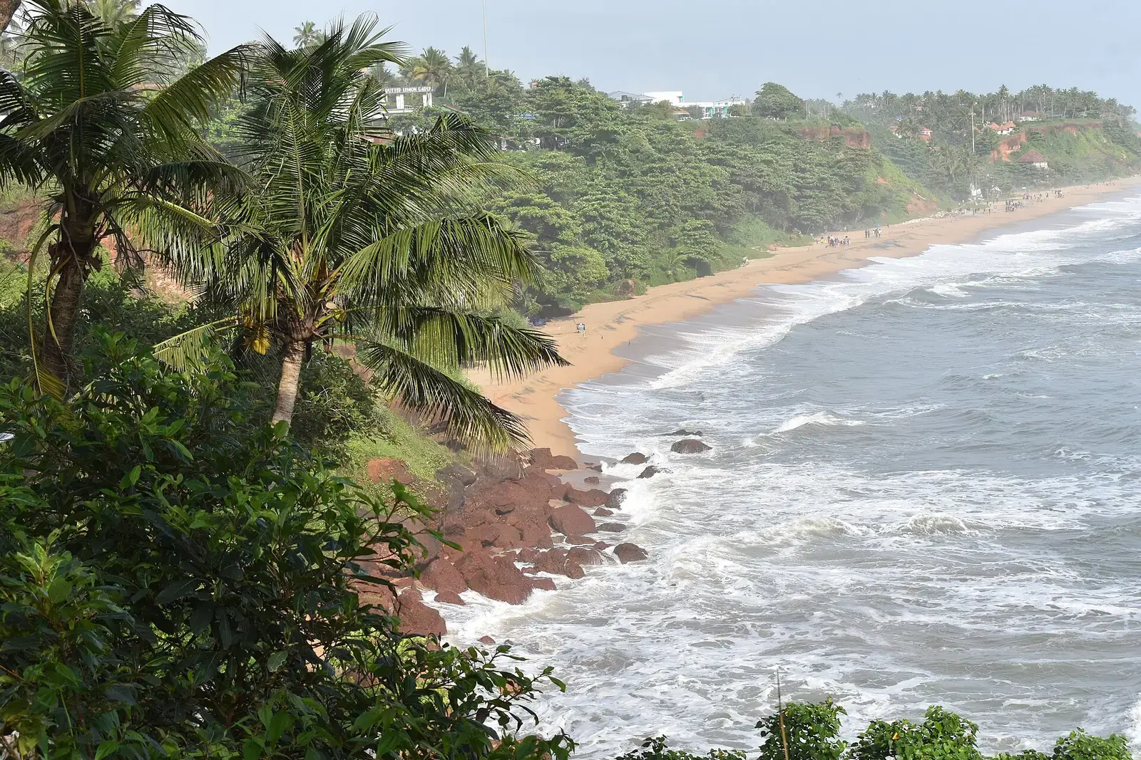 The cliffs and beach at Varkala, Kerala