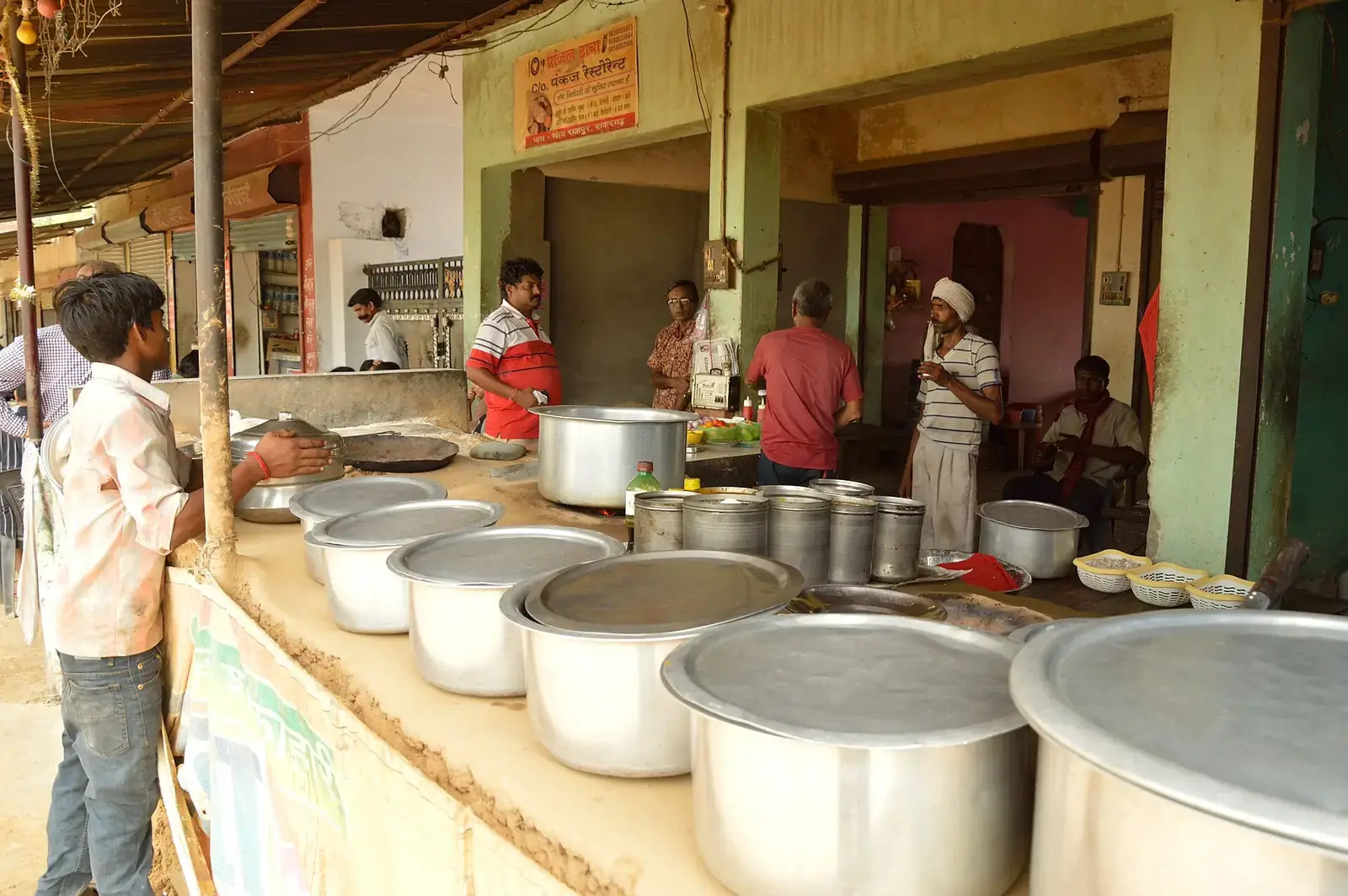 Cooking pots at a highway dhaba on NH 76