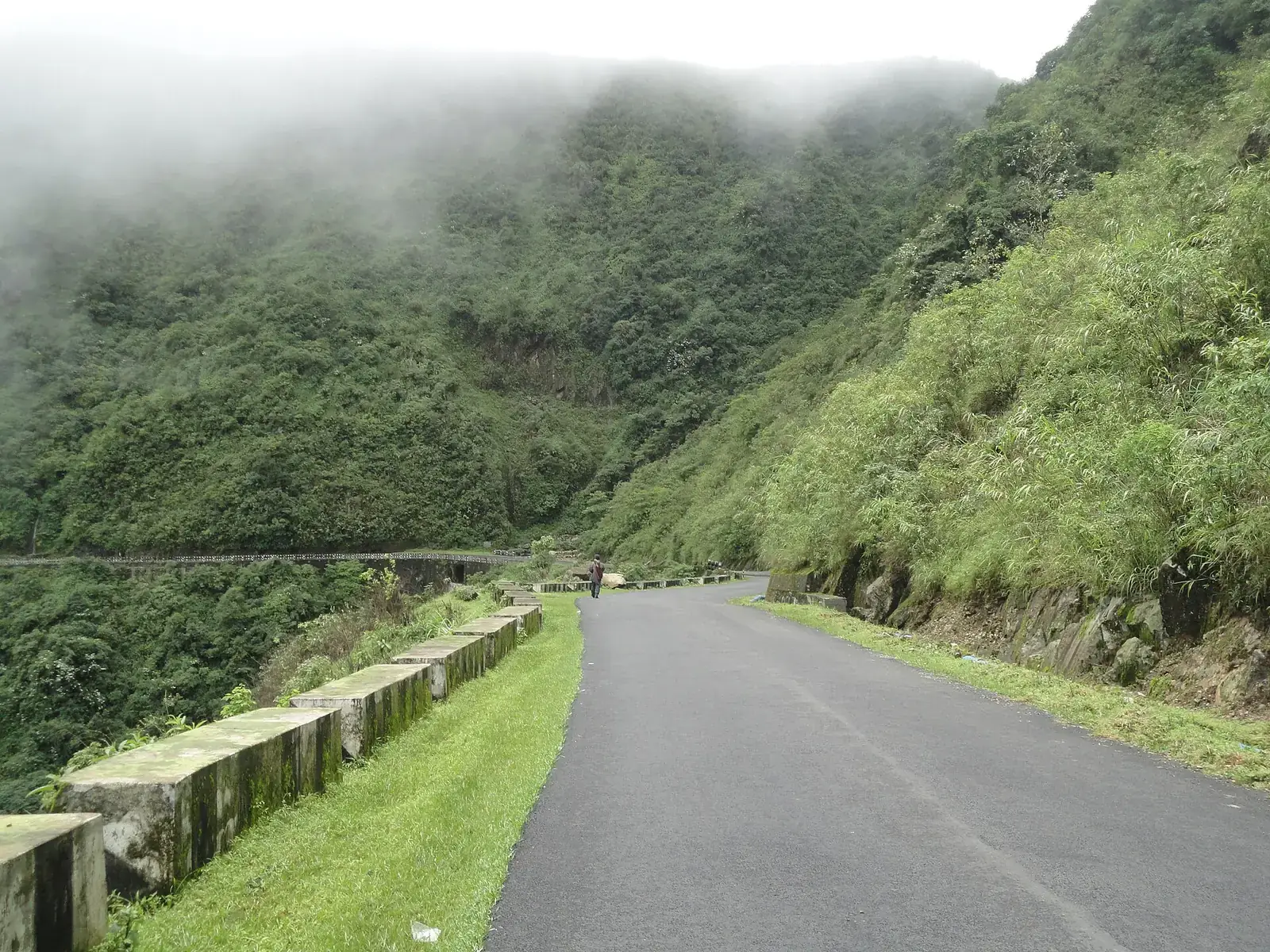 A road through green hills near Sohra (Cherrapunji), Meghalaya