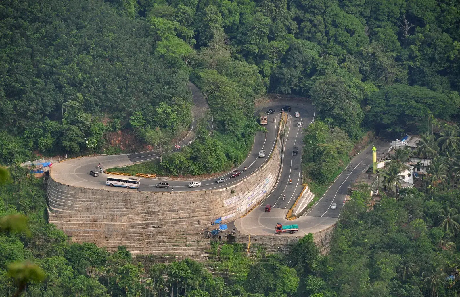 Hairpin bends on the Thamarassery ghat road to Wayanad, Kerala