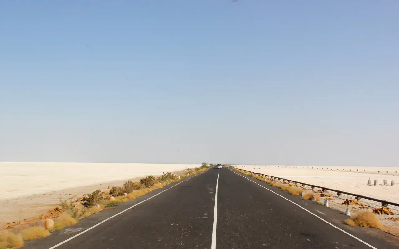 A state highway across the Rann of Kutch, Gujarat
