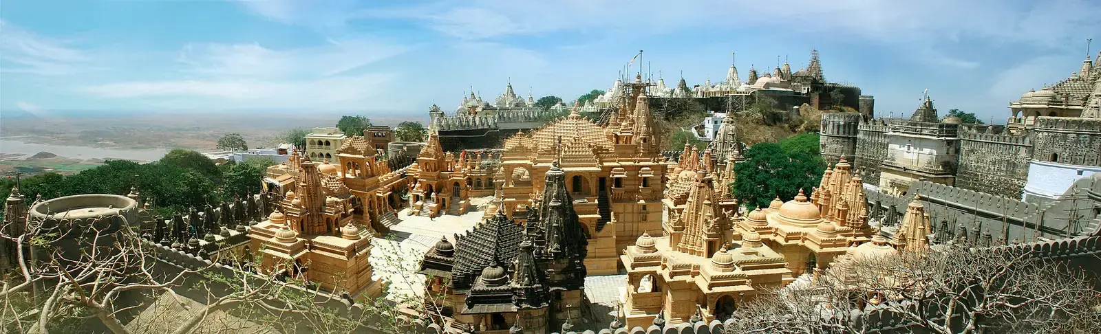 Jain temples crowning Shatrunjaya hill at Palitana, Gujarat