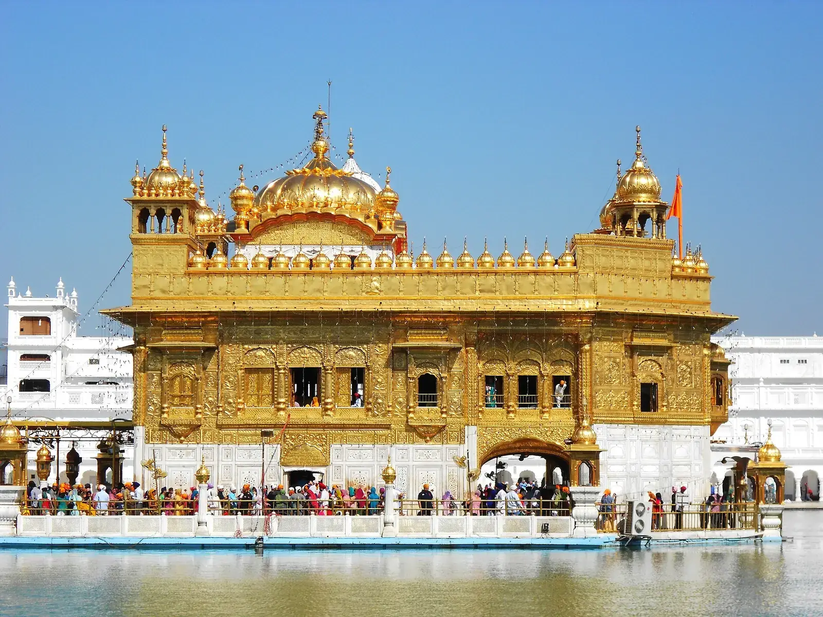 The Golden Temple (Harmandir Sahib) in Amritsar, seen across its sarovar