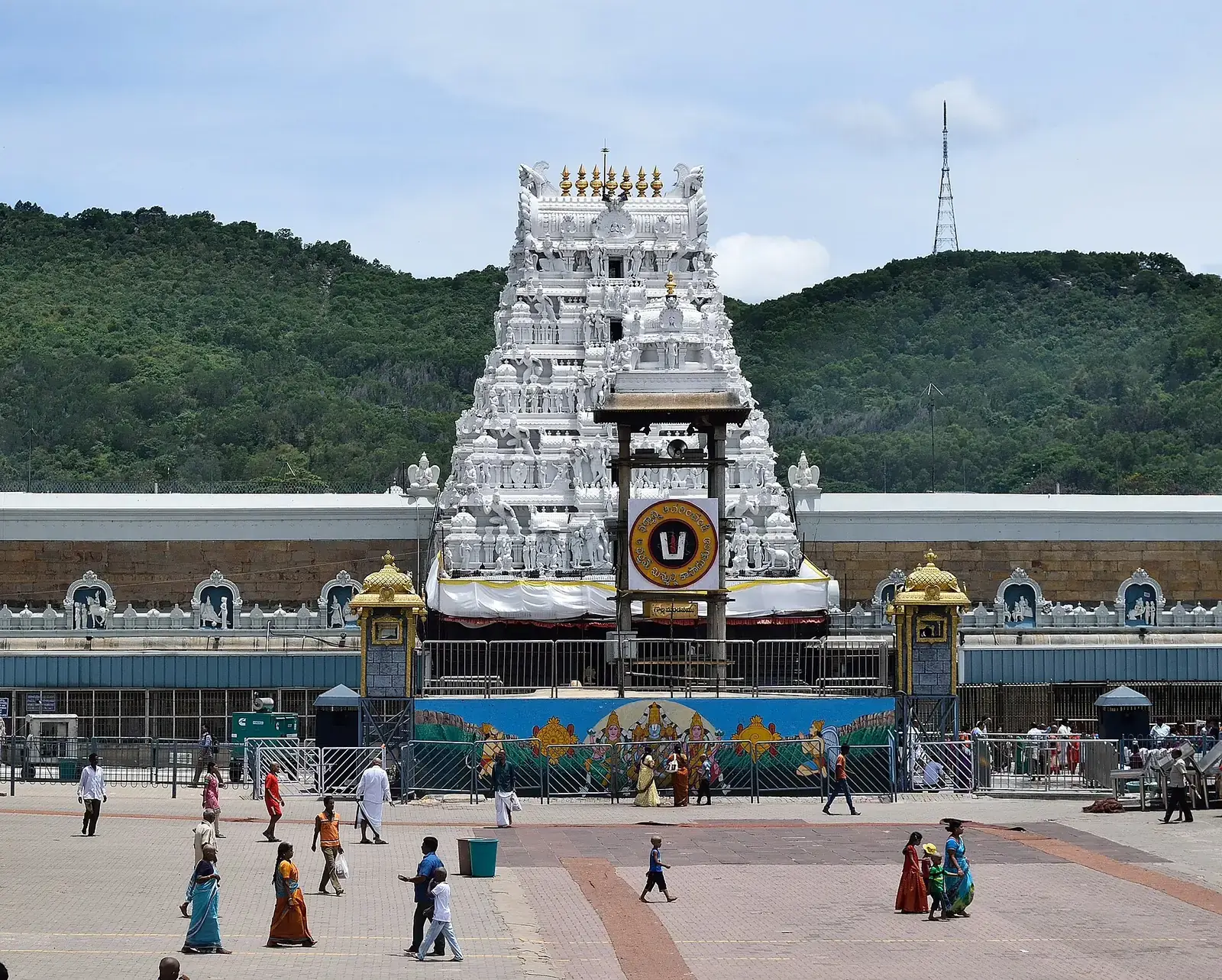 The gopuram and entrance of the Tirumala Venkateswara Temple, Andhra Pradesh