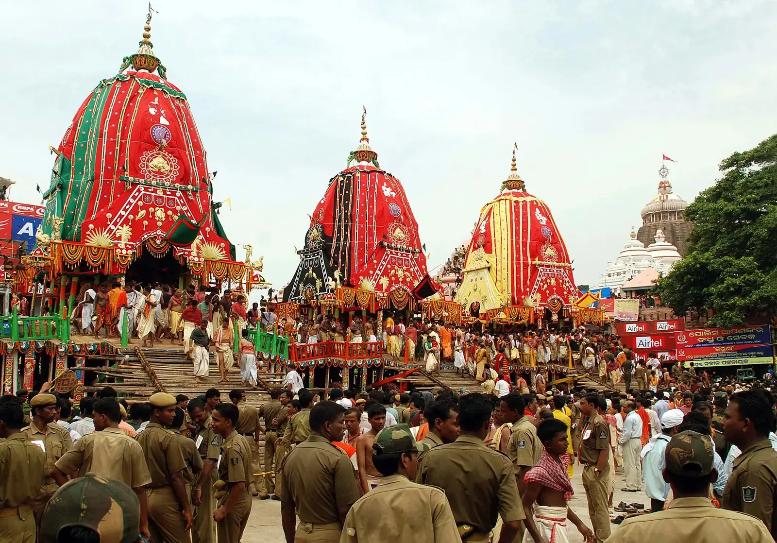 The three chariots of the Rath Yatra in Puri, Odisha