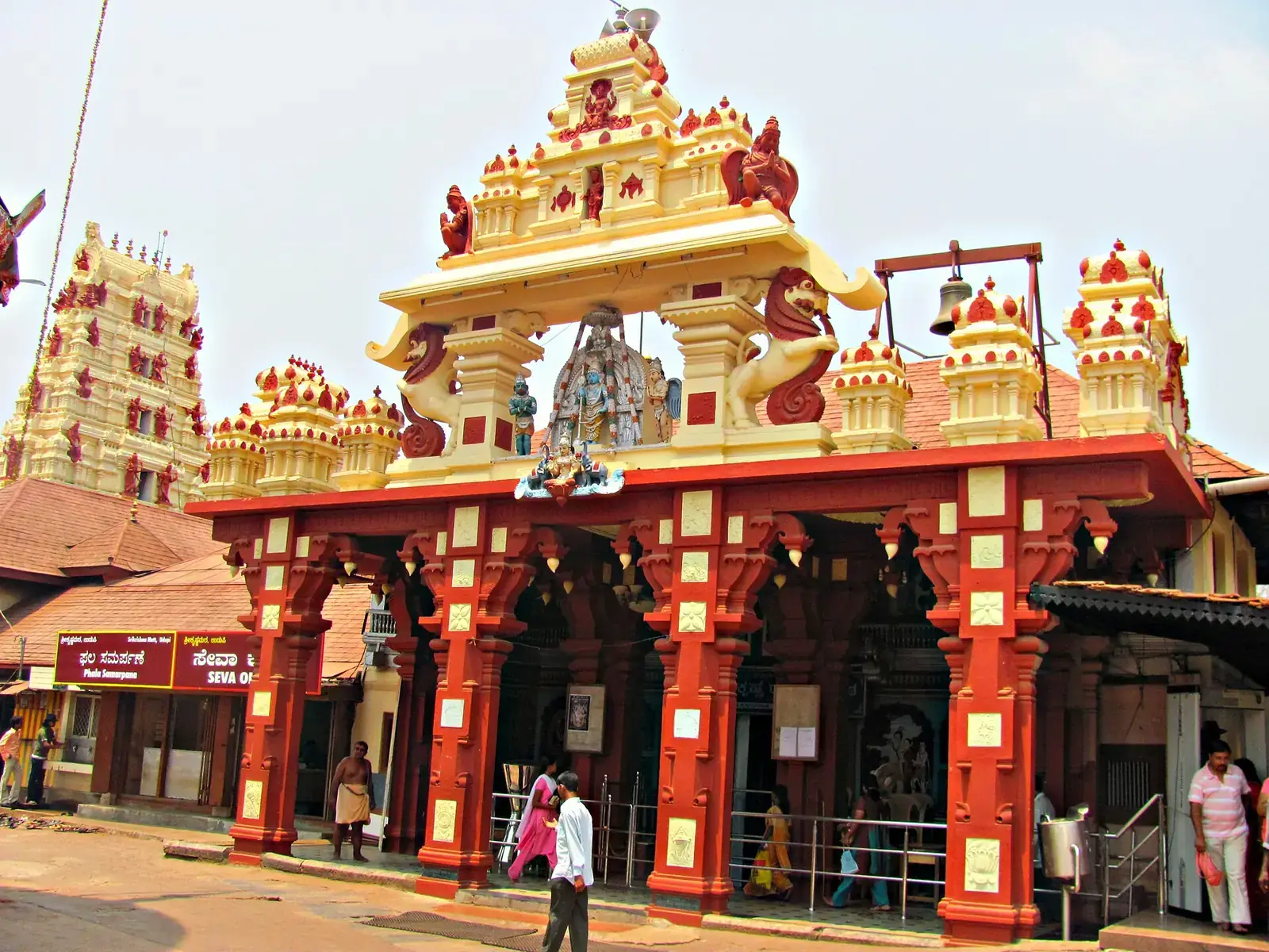 The ornate entrance of the Sri Krishna Matha at Udupi, Karnataka